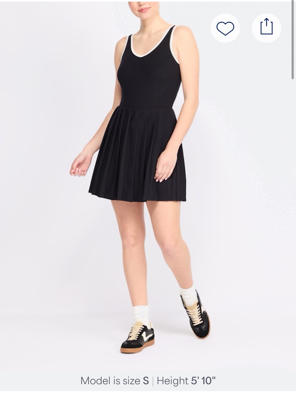 Wander Black Tank Pleated Mini Dress with White Trim